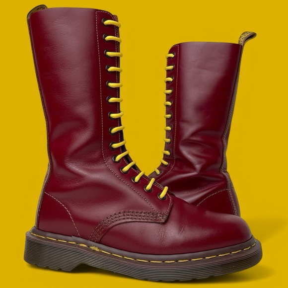 Dr. Martens Vintage 1914 Reissue MIE England Oxblood Red Quilon Leather Boots - Picture 1 of 16